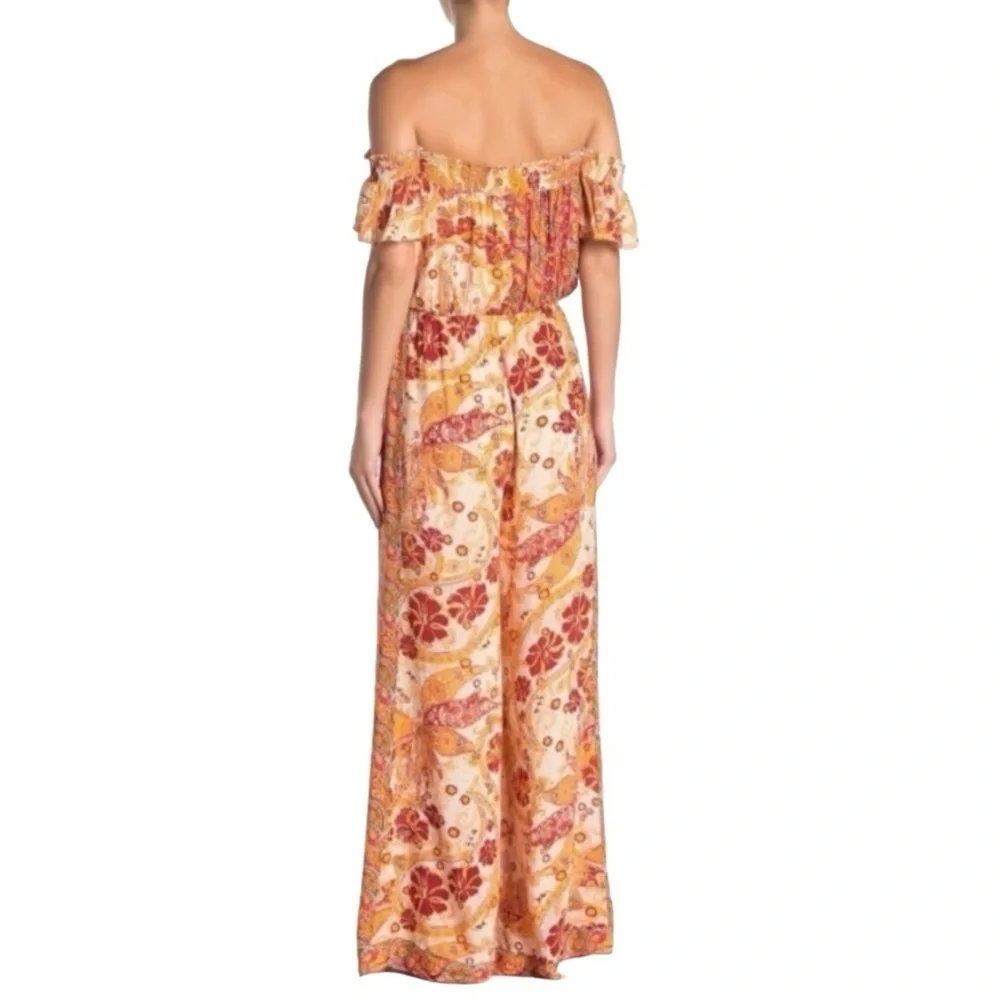 Free People Carmen Printed Off The Shoulder Wide Leg Jumpsuit Women’s Small
